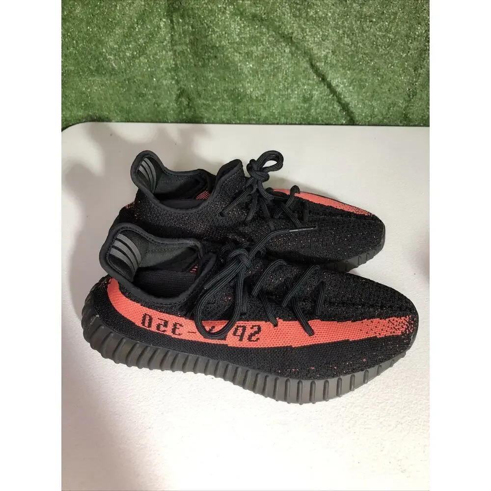 adidas Yeezy Boost 350 V2 Red Stripe Size US 7.5/ EU 40.5- Pre Owned